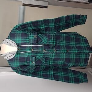 Pegeno Size L Green/Blue Plaid Shacket